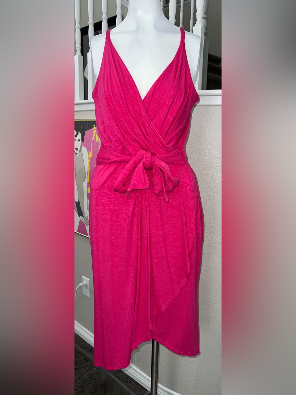 WHBM Women’s Fuchsia Dress with Tie Waist